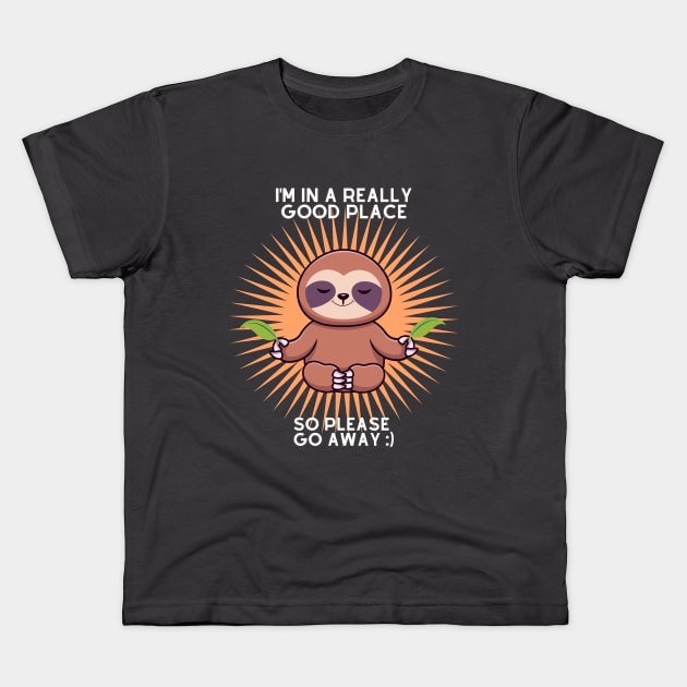 Yoga Sloth Cartoon Kids T-Shirt by Vollkunst